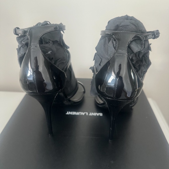 Saint Laurent Black Patent Cassandra Strappy High Heel Sandals 39 - Picture 5 of 8
